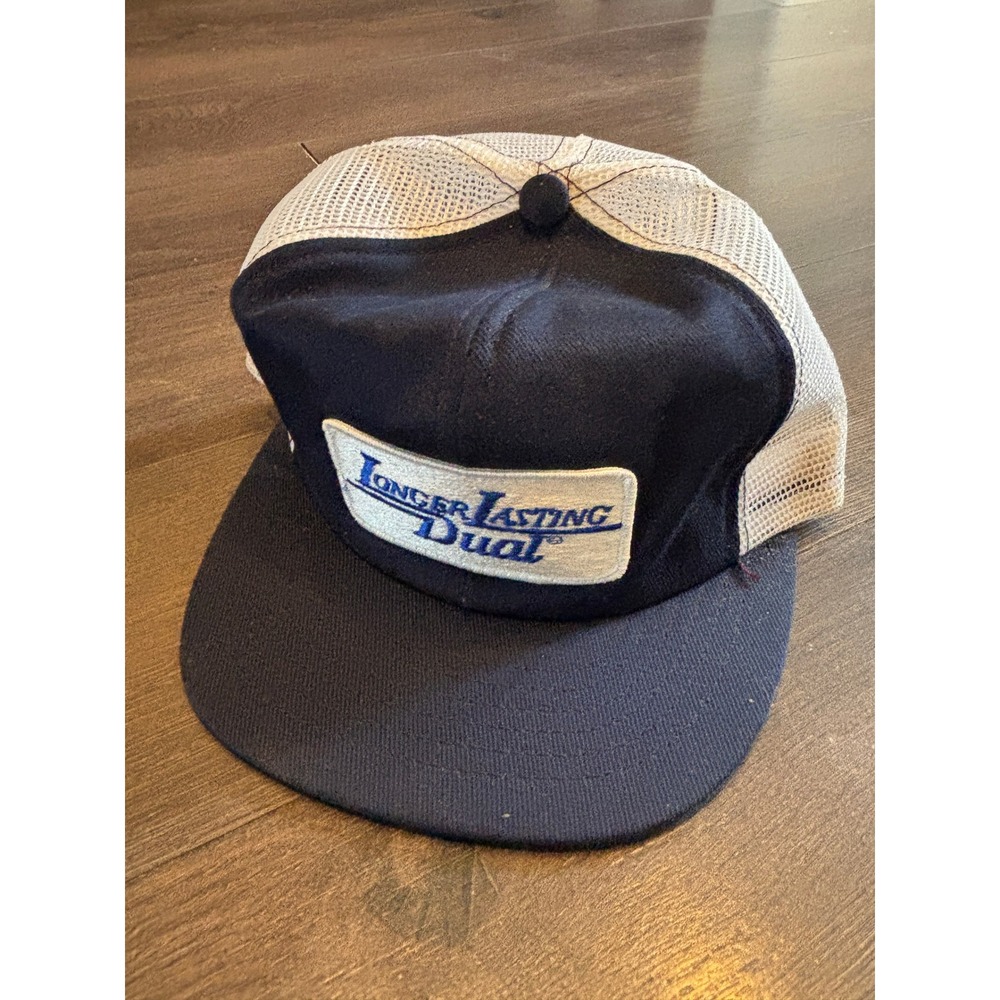 Vintage Swingster Longer Lasting Dual Trucker Hat Navy Blue White Mesh Snapback